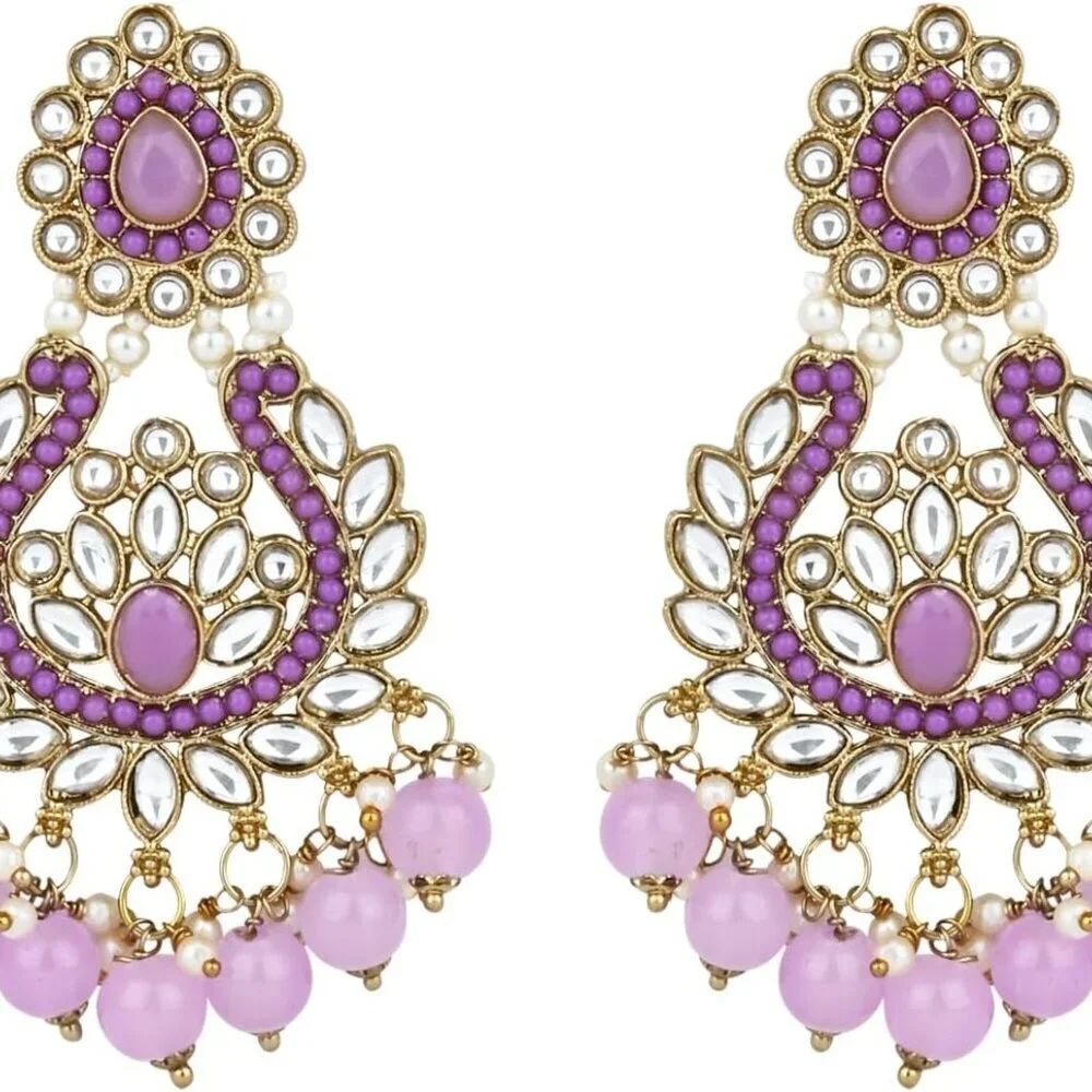 Gold Plated Indian Wedding Jewelry Set Pearl Kundan Choker Earrings Maang Tikka